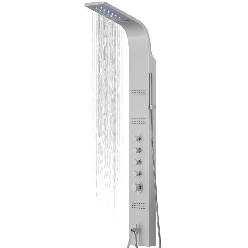 Panel prysznicowy Corsan LED KASKADA Mieszacz Srebrny Deszczownica LED Wylewka Panel prysznicowy Corsan LED KASKADA Mieszacz Srebrny Deszczownica LED Wylewka