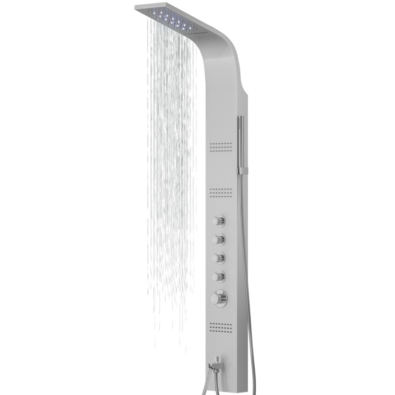 Panel prysznicowy Corsan LED KASKADA Termostat Srebrny Deszczownica LED Wylewka Panel prysznicowy Corsan LED KASKADA Termostat Srebrny Deszczownica LED Wylewka