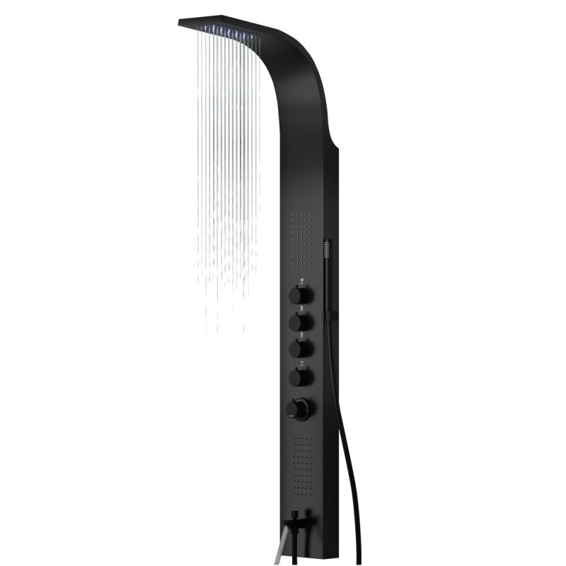 Panel prysznicowy Corsan SAMSARA Mieszacz Czarna stal Wylewka Deszczownica LED Panel prysznicowy Corsan SAMSARA Mieszacz Czarna stal Wylewka Deszczownica LED