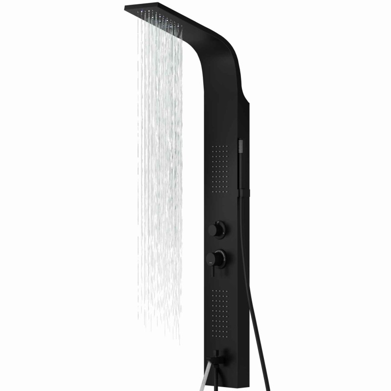 Panel prysznicowy Corsan ALTO Termostat Czarny Deszczownica LED Wylewka Panel prysznicowy Corsan ALTO Termostat Czarny Deszczownica LED Wylewka