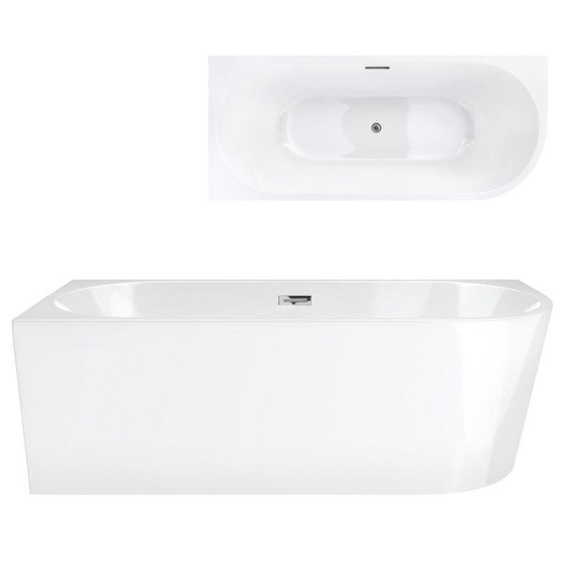 Wanna wolnostojąca narożna Corsan INTERO 150 x 74,5 Montaż lewostronny Korek klik-klak Chrom Wanna wolnostojąca narożna Corsan INTERO 150 x 74,5 Montaż lewostronny Korek klik-klak Chrom