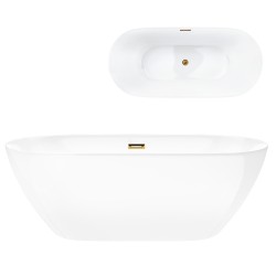 Wanna wolnostojąca Corsan OLVENA 150 cm Korek klik-klak Szczotkowane Złoto