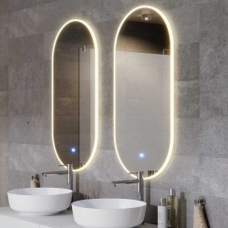 OVO Lustro ze zmienną barwą LED 500x1000 mm, włącznik dotykowy i mata grzewcza, w ramie akrylowej