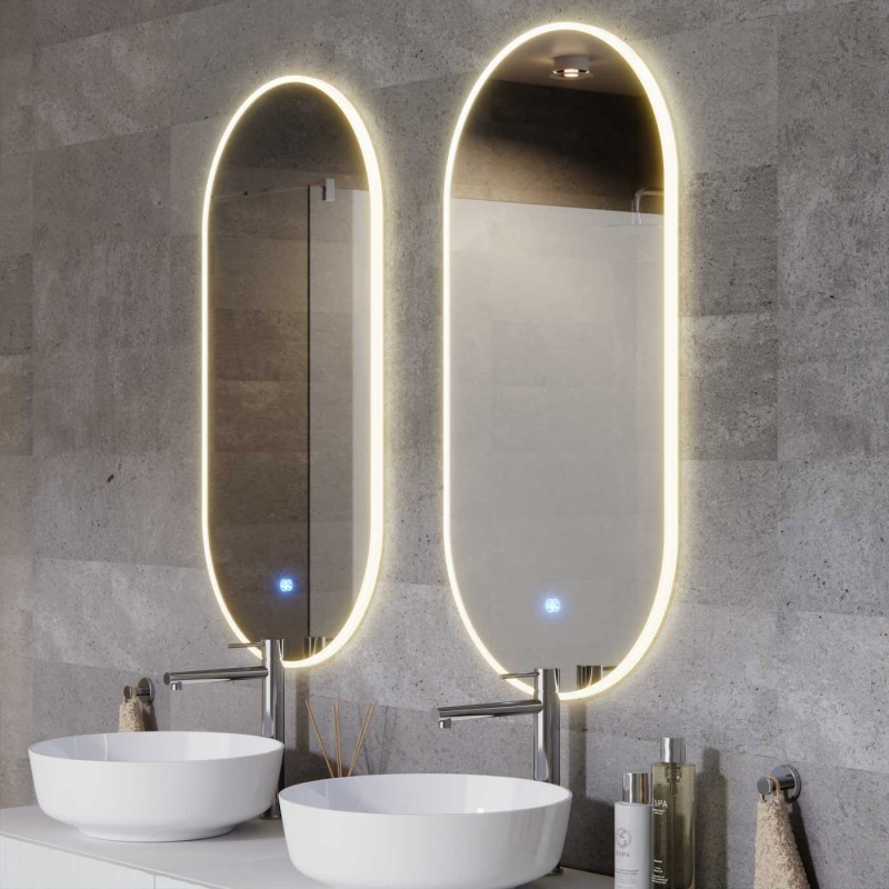 OVO Lustro ze zmienną barwą LED 500x1000 mm, włącznik dotykowy i mata grzewcza, w ramie akrylowej OVO Lustro ze zmienną barwą LED 500x1000 mm, włącznik dotykowy i mata grzewcza, w ramie akrylowej
