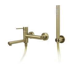 Bateria wannowa ścienna Corsan Lugo CMZ7541BGL z zestawem natryskowym Złoto Szczotkowane