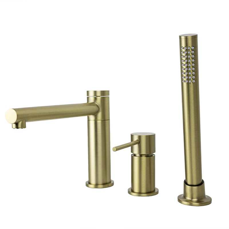 Bateria wannowa 3 otworowa Corsan CMB7542BGL Lugo z wylewką i słuchawką prysznicową Złoto Szczotkowane Bateria wannowa 3 otworowa Corsan CMB7542BGL Lugo z wylewką i słuchawką prysznicową Złoto Szczotkowane