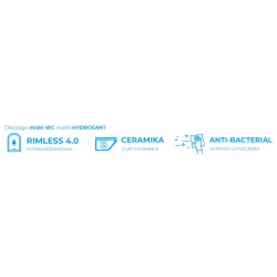 MISKA WC WISZĄCA RIMLESS MIZU-BL-GL-RIM-03 CZARNA DESKA WOLNOOPADAJĄCA DUROPLAST