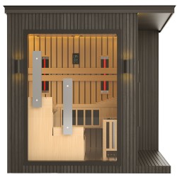 SAUNA OGRODOWA KOMBO INFRARED/FIŃSKA ALTANKA ESPO-COMBO-BLACK 4-6 OSOBOWA 236x213 CM 2W1