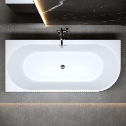 WANNA WOLNOSTOJĄCA PRZYŚCIENNA RIO 504A LEWA BIAŁA PRZELEW CHROM 140x75 CM
