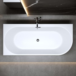 WANNA WOLNOSTOJĄCA PRZYŚCIENNA RIO 504B LEWA BIAŁA PRZELEW CZARNY 150x75 CM