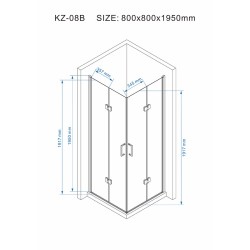 KABINA PRYSZNICOWA KWADRATOWA KZ08B SZCZOTKOWANA STAL 80x80 CM