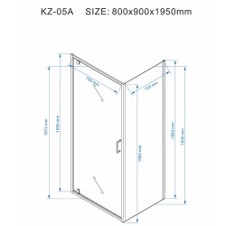 KABINA PRYSZNICOWA PROSTOKĄTNA KZ05A BIAŁA 90x80 CM