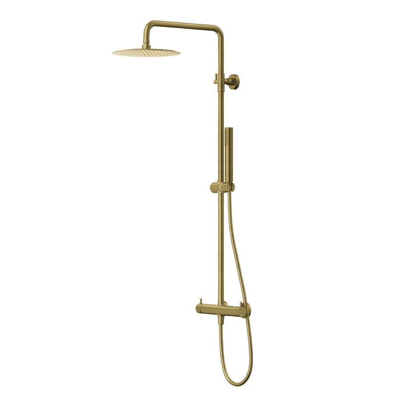 Zestaw natryskowy Kolumna prysznicowa Corsan LUGO Deszczownica 25cm Wylewka obrotowa Złoto Szczotkowane Zestaw natryskowy Kolumna prysznicowa Corsan LUGO Deszczownica 25cm Wylewka obrotowa Złoto Szczotkowane