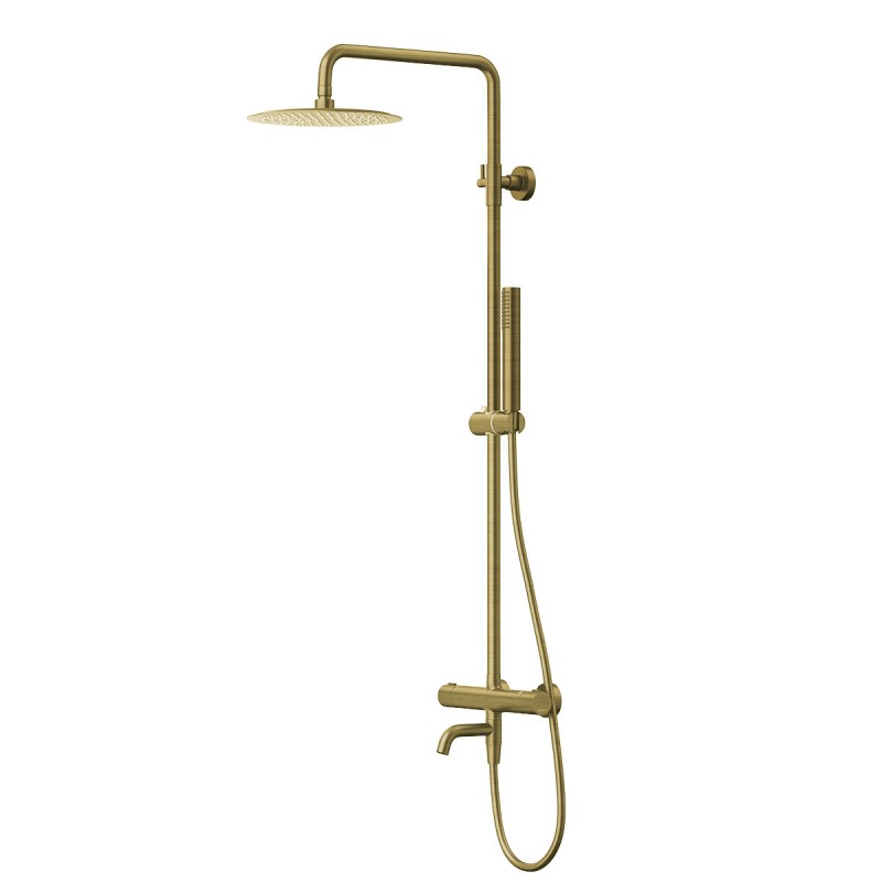 Zestaw natryskowy z termostatem Kolumna Corsan LUGO Deszczownica 25cm Wylewka obrotowa Złoto Szczotkowane Zestaw natryskowy z termostatem Kolumna Corsan LUGO Deszczownica 25cm Wylewka obrotowa Złoto Szczotkowane