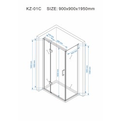 KABINA PRYSZNICOWA KWADRATOWA Z BRODZIKIEM KZ01C/RIKO CHROM/CZARNY 90x90 CM