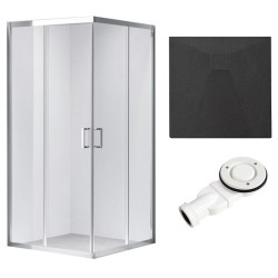 KABINA PRYSZNICOWA KWADRATOWA Z BRODZIKIEM KZ102B/RIKO CHROM/CZARNY 90x90 CM
