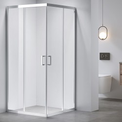 KABINA PRYSZNICOWA KWADRATOWA Z BRODZIKIEM KZ102B/RIKO CHROM/CZARNY 90x90 CM