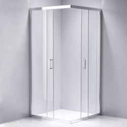 KABINA PRYSZNICOWA KWADRATOWA Z BRODZIKIEM KZ102B/RIKO CHROM/CZARNY 90x90 CM