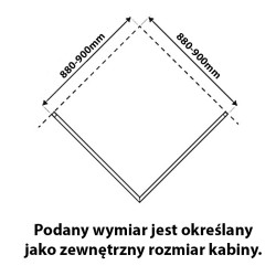 KABINA PRYSZNICOWA KWADRATOWA Z BRODZIKIEM KZ102B/RIKO CHROM/CZARNY 90x90 CM