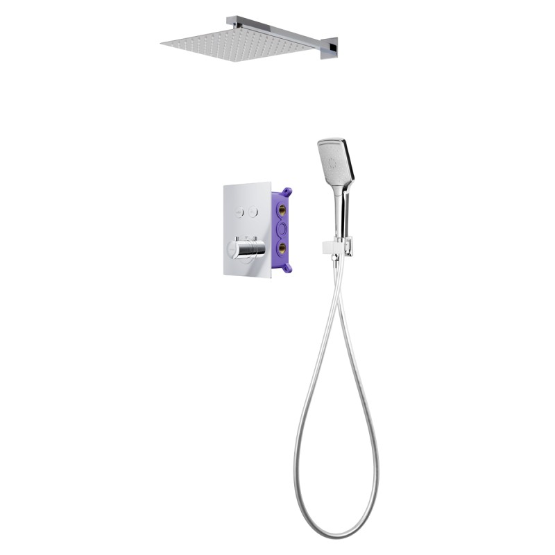Zestaw prysznicowy Corsan CMZ049CH chrom z deszczownicą i głowicą termostatyczną Zestaw prysznicowy Corsan CMZ049CH chrom z deszczownicą i głowicą termostatyczną