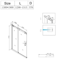 DRZWI PRYSZNICOWE SH03E CHROM 125-130 CM 8 MM