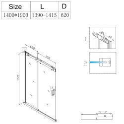 DRZWI PRYSZNICOWE SH03F CHROM 135-140 CM 8 MM