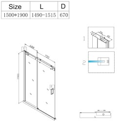 DRZWI PRYSZNICOWE SH03G CHROM 145-150 CM 8 MM
