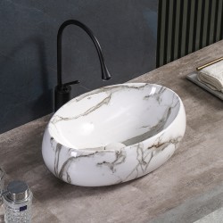 UMYWALKA NABLATOWA CERAMICZNA MARMUROWA OWALNA CARI-MAR1-600