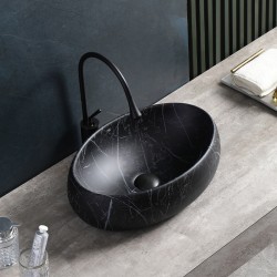 UMYWALKA NABLATOWA CERAMICZNA MARMUROWA OWALNA CARI-MAR5-600 CZARNA