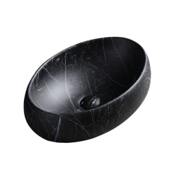UMYWALKA NABLATOWA CERAMICZNA MARMUROWA OWALNA CARI-MAR5-600 CZARNA