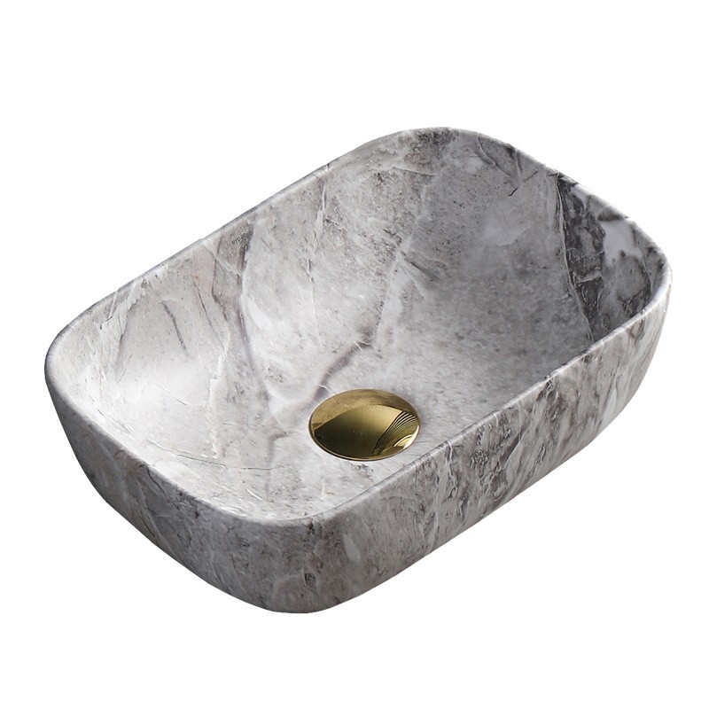 UMYWALKA NABLATOWA CERAMICZNA MARMUROWA PROSTOKĄTNA MILO-MAR2-455 SZARA UMYWALKA NABLATOWA CERAMICZNA MARMUROWA PROSTOKĄTNA MILO-MAR2-455 SZARA