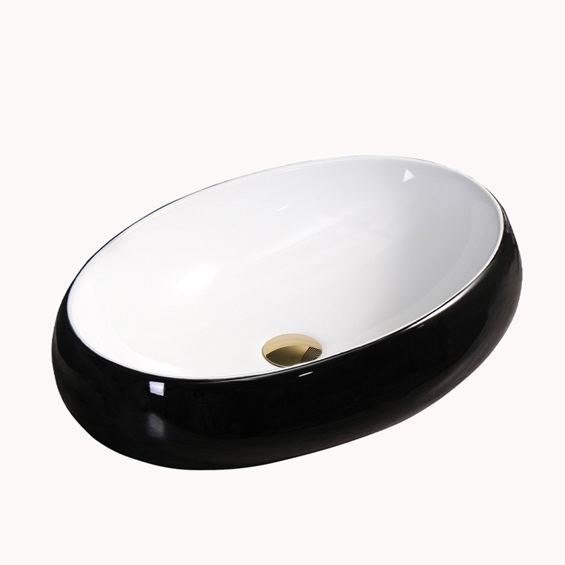 UMYWALKA NABLATOWA CERAMICZNA OWALNA CARI-BL-WH-500 CZARNA UMYWALKA NABLATOWA CERAMICZNA OWALNA CARI-BL-WH-500 CZARNA