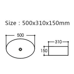UMYWALKA NABLATOWA CERAMICZNA OWALNA CARI-BL-WH-500 CZARNA