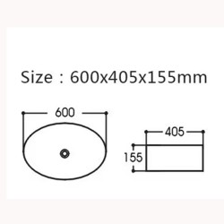 UMYWALKA NABLATOWA CERAMICZNA OWALNA CARI-BL-WH-600 CZARNA