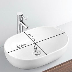 UMYWALKA NABLATOWA CERAMICZNA OWALNA NEO-WH-605 BIAŁY