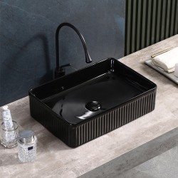 UMYWALKA NABLATOWA CERAMICZNA PROSTOKĄTNA AURA-BL-500 CZARNA