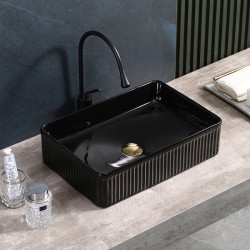 UMYWALKA NABLATOWA CERAMICZNA PROSTOKĄTNA AURA-BL-500 CZARNA