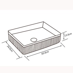 UMYWALKA NABLATOWA CERAMICZNA PROSTOKĄTNA AURA-WH-500 BIAŁA