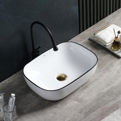 UMYWALKA NABLATOWA CERAMICZNA PROSTOKĄTNA MILO-WH-BL-455 BIAŁA