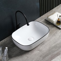 UMYWALKA NABLATOWA CERAMICZNA PROSTOKĄTNA MILO-WH-BL-455 BIAŁA