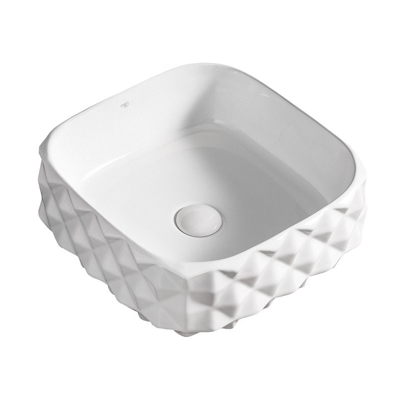 UMYWALKA NABLATOWA CERAMICZNA KWADRATOWA PEARL-WH-400 BIAŁA UMYWALKA NABLATOWA CERAMICZNA KWADRATOWA PEARL-WH-400 BIAŁA