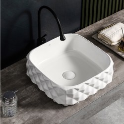 UMYWALKA NABLATOWA CERAMICZNA KWADRATOWA PEARL-WH-400 BIAŁA