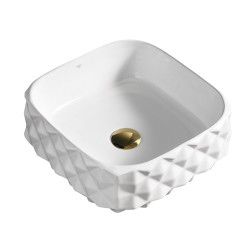 UMYWALKA NABLATOWA CERAMICZNA KWADRATOWA PEARL-WH-400 BIAŁA