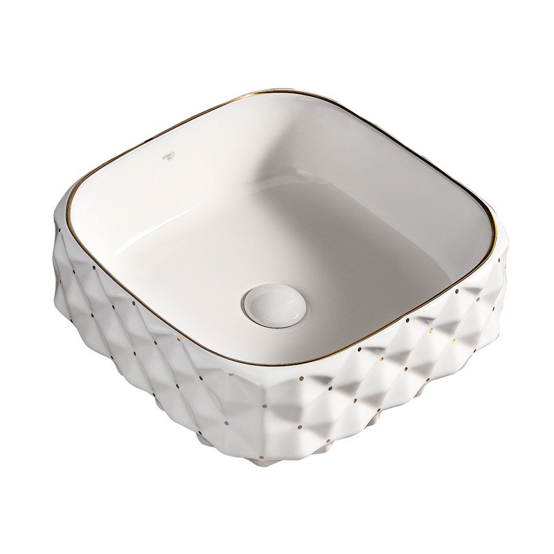 UMYWALKA NABLATOWA CERAMICZNA KWADRATOWA PEARL-WH-GL-400 BIAŁA UMYWALKA NABLATOWA CERAMICZNA KWADRATOWA PEARL-WH-GL-400 BIAŁA