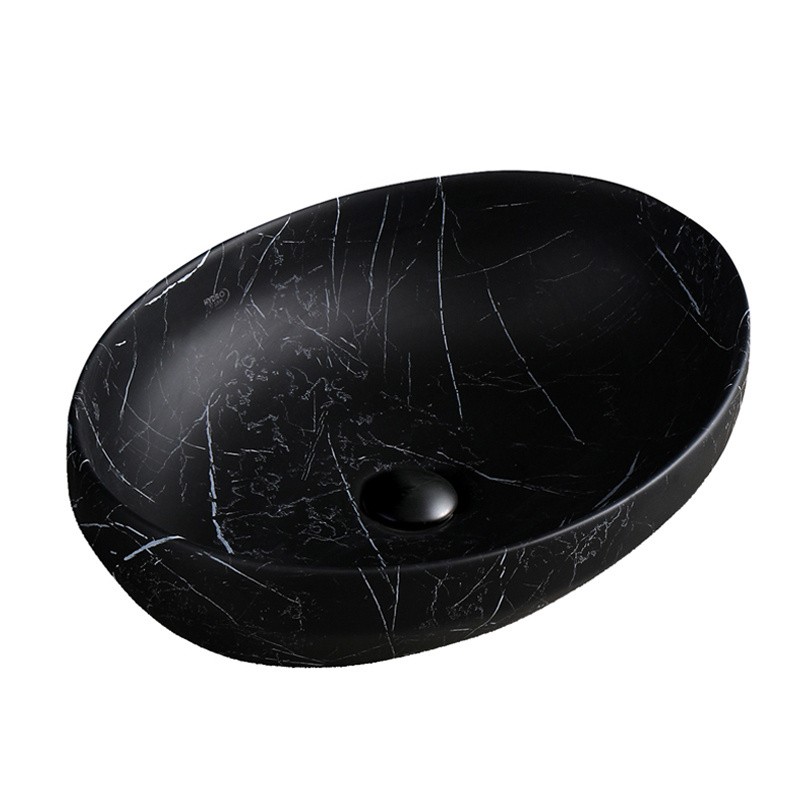 UMYWALKA NABLATOWA CERAMICZNA MARMUROWA OWALNA LUMO-MAR5-500 CZARNY MAT UMYWALKA NABLATOWA CERAMICZNA MARMUROWA OWALNA LUMO-MAR5-500 CZARNY MAT