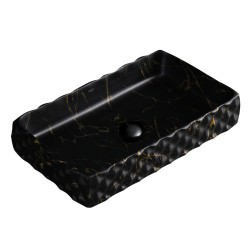 UMYWALKA NABLATOWA CERAMICZNA MARMUROWA POSTOKĄTNA PEARL-MAR3-605 CZARNA