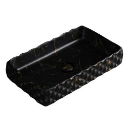 UMYWALKA NABLATOWA CERAMICZNA MARMUROWA POSTOKĄTNA PEARL-MAR3-605 CZARNA