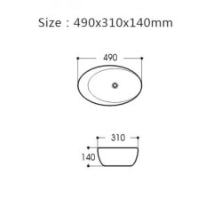 UMYWALKA NABLATOWA CERAMICZNA OWALNA EMMA-MTB-490 CZARNY MAT