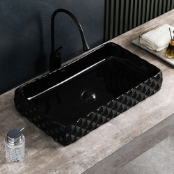 UMYWALKA NABLATOWA CERAMICZNA POSTOKĄTNA PEARL-BL-605 CZARNA