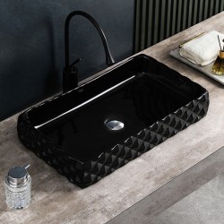 UMYWALKA NABLATOWA CERAMICZNA POSTOKĄTNA PEARL-BL-605 CZARNA